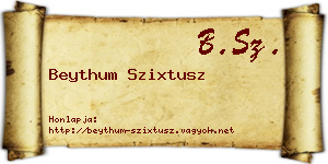Beythum Szixtusz névjegykártya
